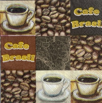 Serwetka decoupage CAFE BRASIL 33x33 cm 1szt