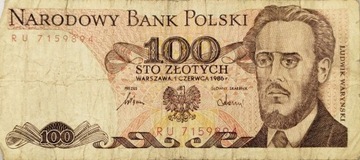 Banknot 100 zł 1986 r.