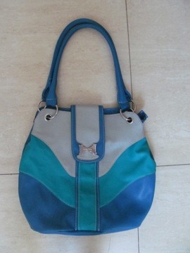 Niebiesko-zielono-szara torebka, torba na ramię 