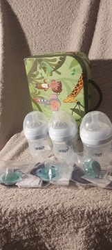 Philips Avent 3 BUTELKI i 3 SMOCZKI 120ml & KUFER