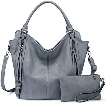 Torebka wiosna pojemna szara crossbody hobo