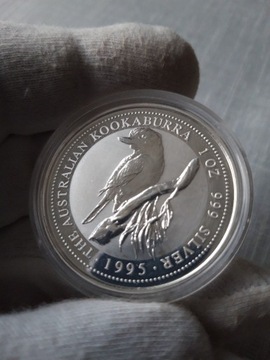 Moneta srebrna Kookaburra 1oz 1995 stan bdb