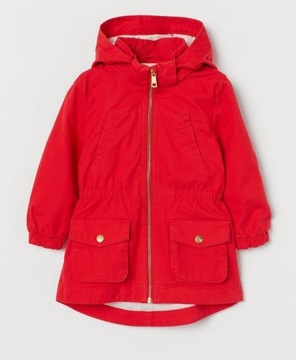 128 Kurtka Parka H&M czerwona Wiosna wiosenna