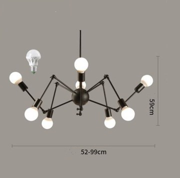 Lampa sufitowa żyrandol RETRO pająk LOFT 8R