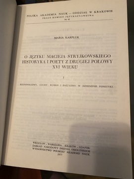 Maria Karpluk - O języku Macieja Stryjkowskiego