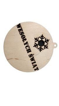 Bombka sklejka drewniana napis+płatek śniegu 10cm