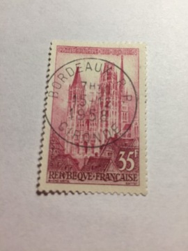 Znaczek Fran.Katedra w Rouen35 franków z1958