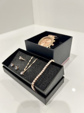 Zestaw biżuterii-Rose Gold-nowy-zegarek i akcesori