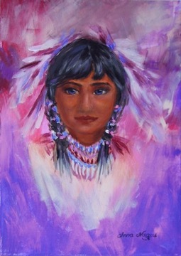 Niebieskooka Indianka Obraz Akryl ręcznie malowany