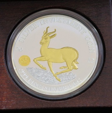 Springbok 1 Kg  Silver Coin 10000 Francs Gabon