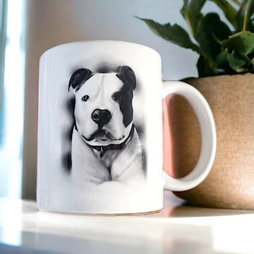 Unikatowy kubek do kawy herbaty Amstaff pies
