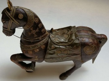 Koń drewno metal duży marwari Indie prezent ślubny