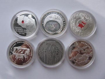 10 zł zestaw srebrnych monet