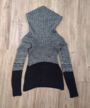 Sweter z golfem czarny szary Jane Norman S/M