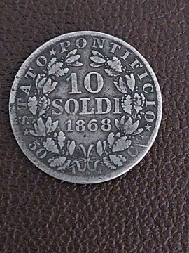Maneta 10 soldi Watykan 1868