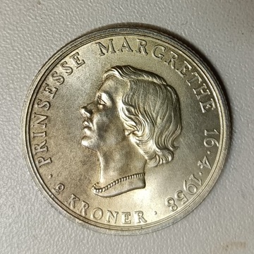 Dania 2 korony 1958 r - srebro