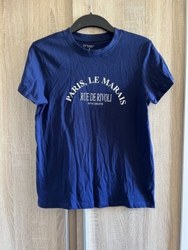 Koszulka t-shirt Primark granatowa Paris 36 S