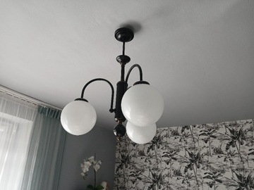 Lampa wisząca 3 punktowa czarna szklane klosze