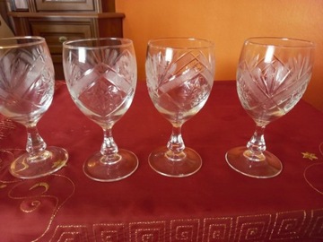 Komplet kryształowe 4 klieliszki wino PRL VINTAGE 