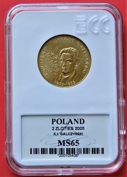 2 Złote  2005 r - Gałczyński   MS 65 !!