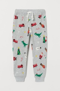 H&M chłopięce świąteczne spodnie r. 98 Mikołaj 