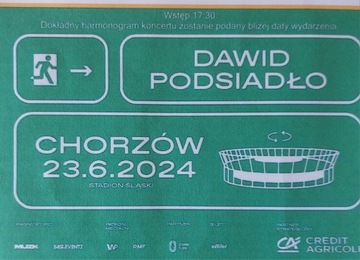 Bilet - koncert Dawid Podsiadło 23.06.24r. Chorzów