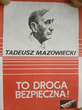 Plakat średni z wyborów prezydenckich 1990 Tadeusz Mazowiecki 49x70