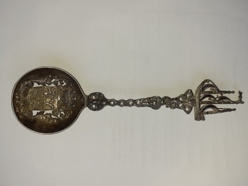 Duża stara łyżka z litego srebra 73,8 gr. 21 cm dł