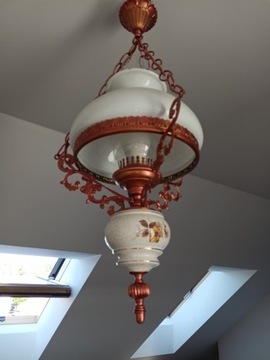 Lampa wisząca w kolorze miedzi z ceramicznym klosz