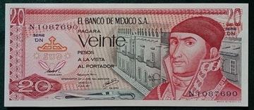 Meksyk banknot 20 pesos 1977 rok stan unc 