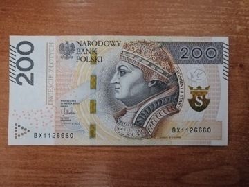 Banknot 200 zł seria BX