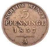 3 Pfenninge 1857 A - PRUSY