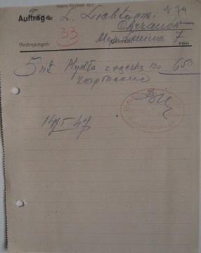 Kraków niemiecki druk Autrage fur rachunek 1947