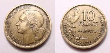 Francja 10 franków 1957 RZADSZA