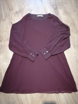 Sukienka ZARA plisy, bordo XL