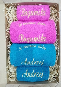 Rocznica ślubu zestaw ręczników z haftem dla pary