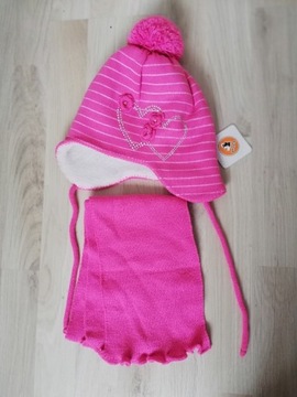 Czapka i szalik dla dziewczynki r. 47 cm