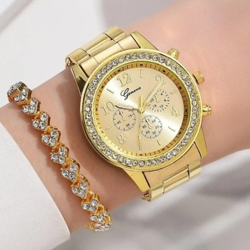 Zegarek Złoty Damski+ Bransoletka