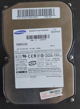 Używany dysk  ATA - Samsung SV0412H 40 GB