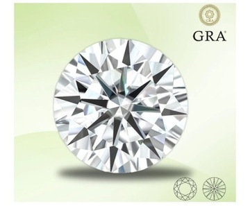 MOISSANIT BRYLANT ~0,5 ct. śr.5mm. D/VVS1.Cert.GRA