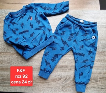 Komplet dresowy dres błyskawica joggery bluza 92