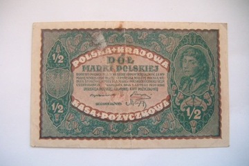 POLSKA  Banknot 1/2 Marki Polskiej 1920 r. 