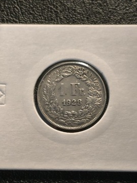 1 FRANK SZWAJCARSKI 1928 ROK SREBRO 0.835