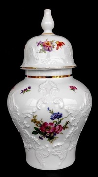 Piękny, niemiecki, duży wazon z deklem(amfora) KPM