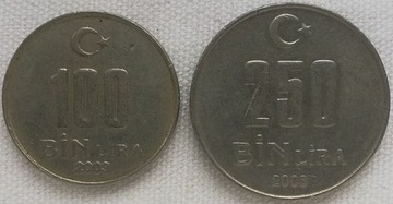 Turcja 100000 i 250000 lira 2003, KM#1106 i 1137
