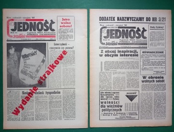 Tygodnik JEDNOŚĆ nr 3 + dodatek 23 I 1981 Szczecin