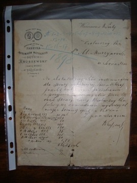 List Fabryka Instrumentów Dętych 1898