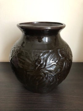 Gliniany wazon - brązowy, duży 