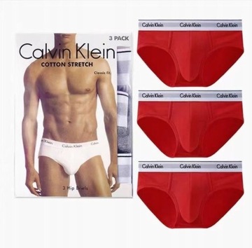 slipy męskie Calvin Klein 3 szt. czerwone - L