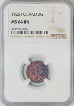 1925 2 grosze NGC MS64 BN